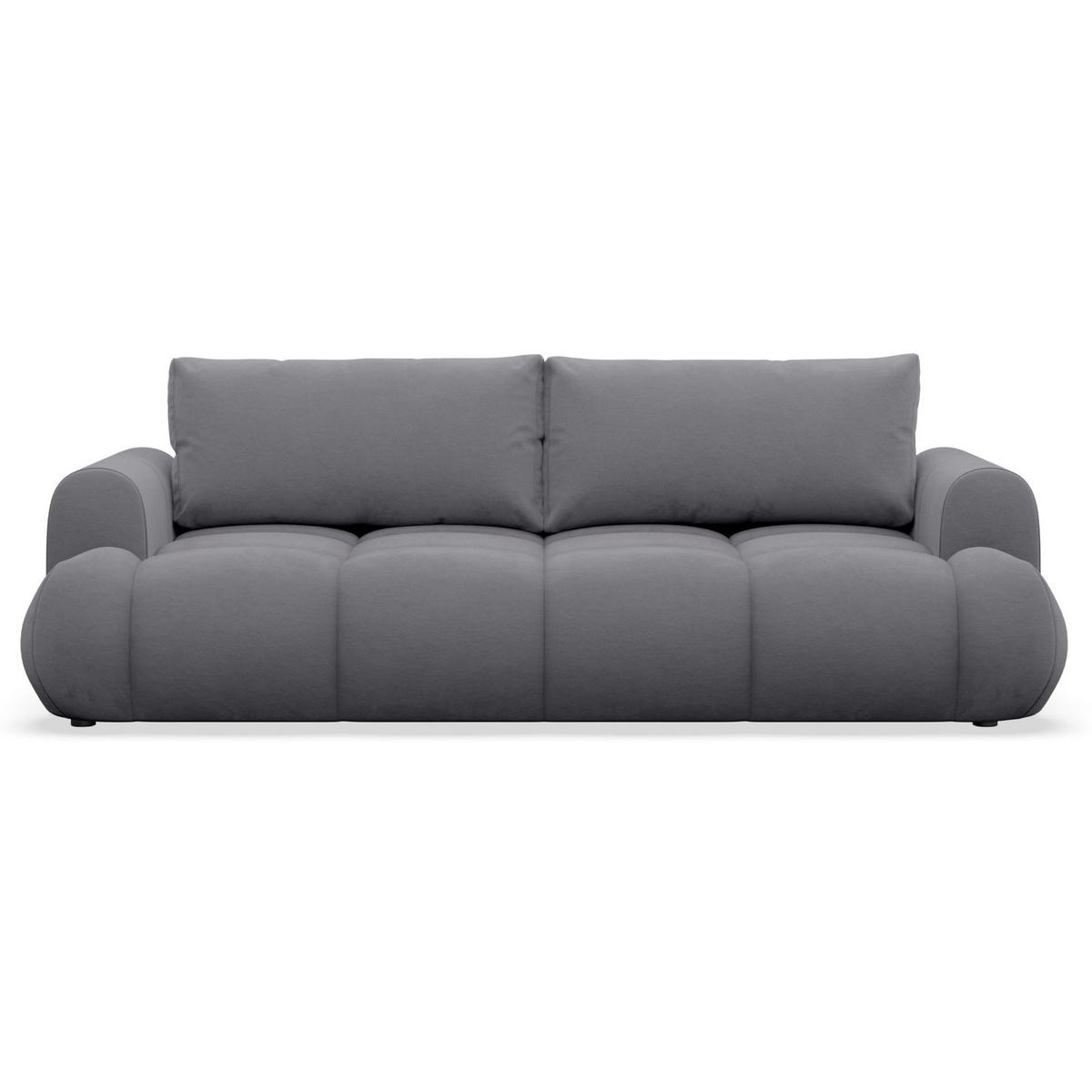 3-SITZER SOFA Ombo Doce Grau wasserabweisender Samt - Schwarz/Grau, Kunststoff/Textil (250/92/110cm) - Selsey