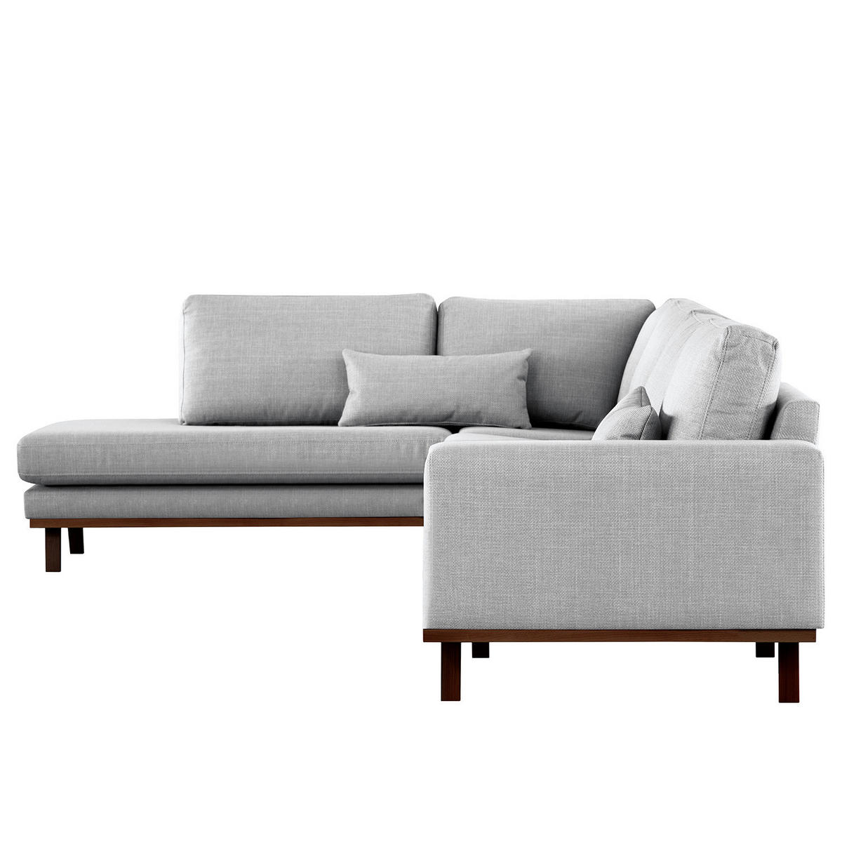 ECKSOFA mit Ottomane - Buchefarben/Hellgrau, Buchenholz/Textil (287/219cm) - home24