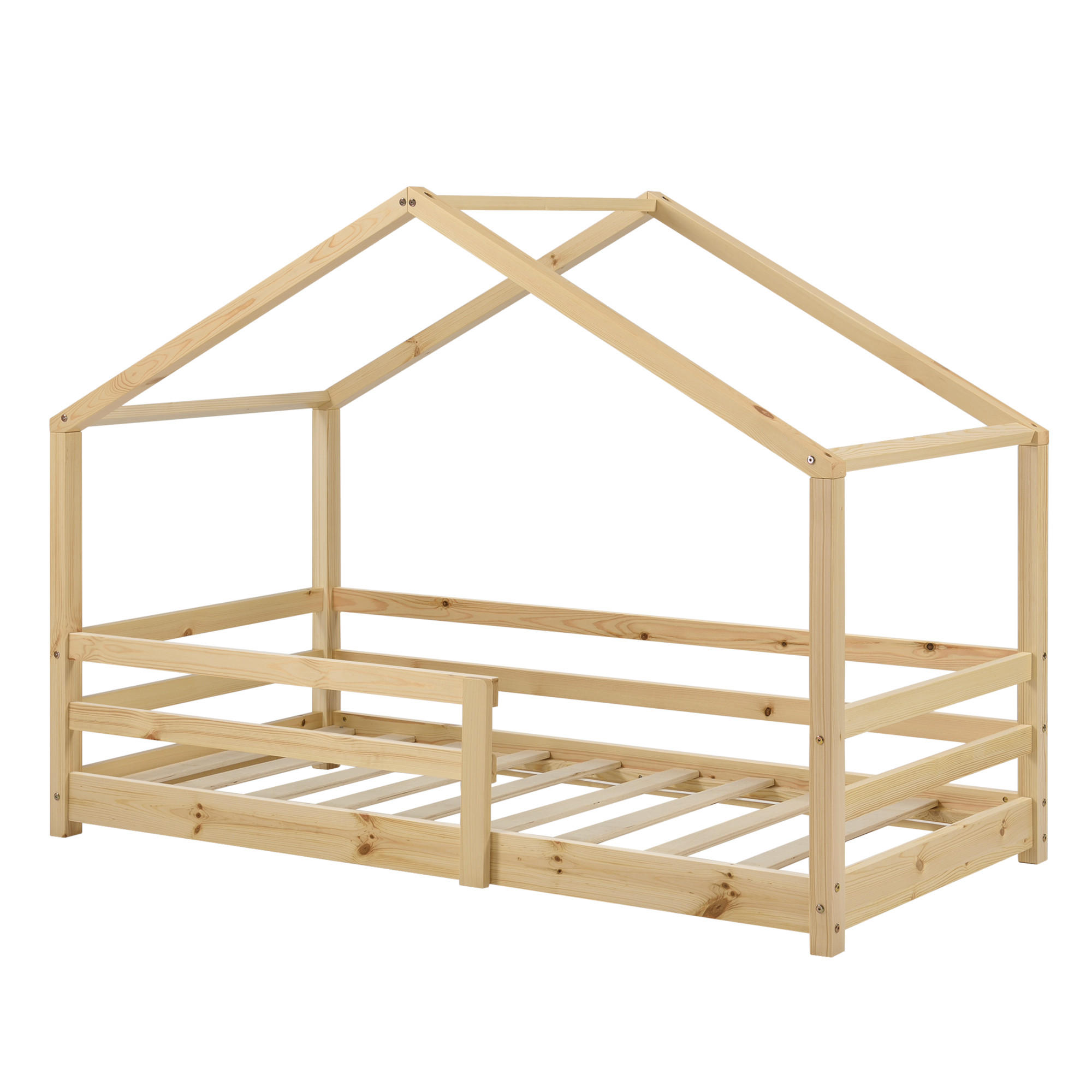 HAUSBETT Knätten - Naturfarben, Holz (70/140cm) - [en.casa]