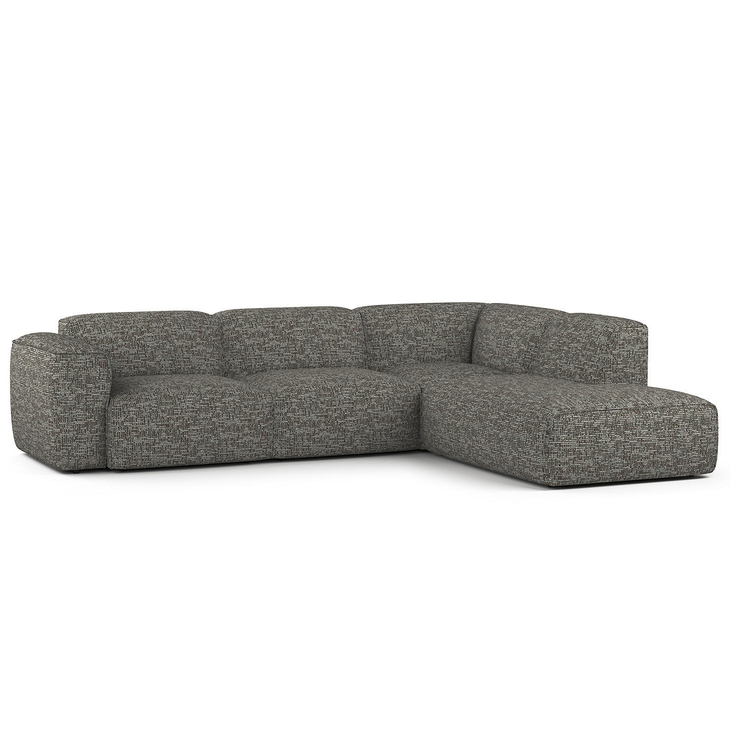 3-SITZER ECKSOFA mit Recamiere - Schwarz/Grau, Kunststoff/Textil (295/231cm) - home24