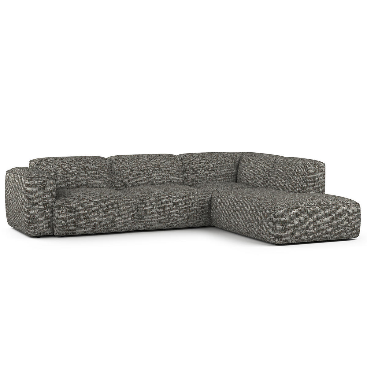 3-SITZER ECKSOFA mit Recamiere - Schwarz/Grau, Kunststoff/Textil (295/231cm) - home24