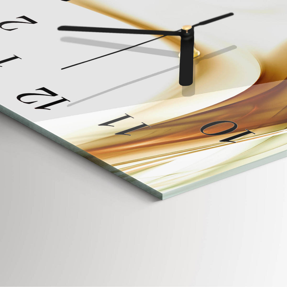 WANDUHR 30x30 cm - Abstraktion - Braun, Glas (30/30/0.4cm) - TULUP
