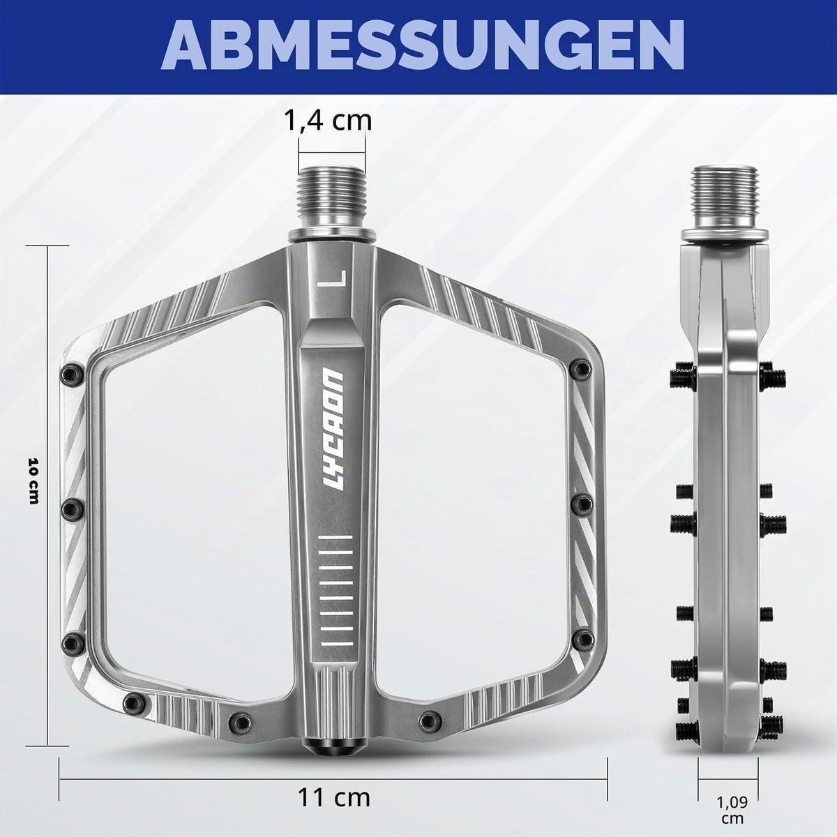 FAHRRADPEDALE Aluminiumlegierung Grau - Grau, Metall (1.1/1.5/11cm)