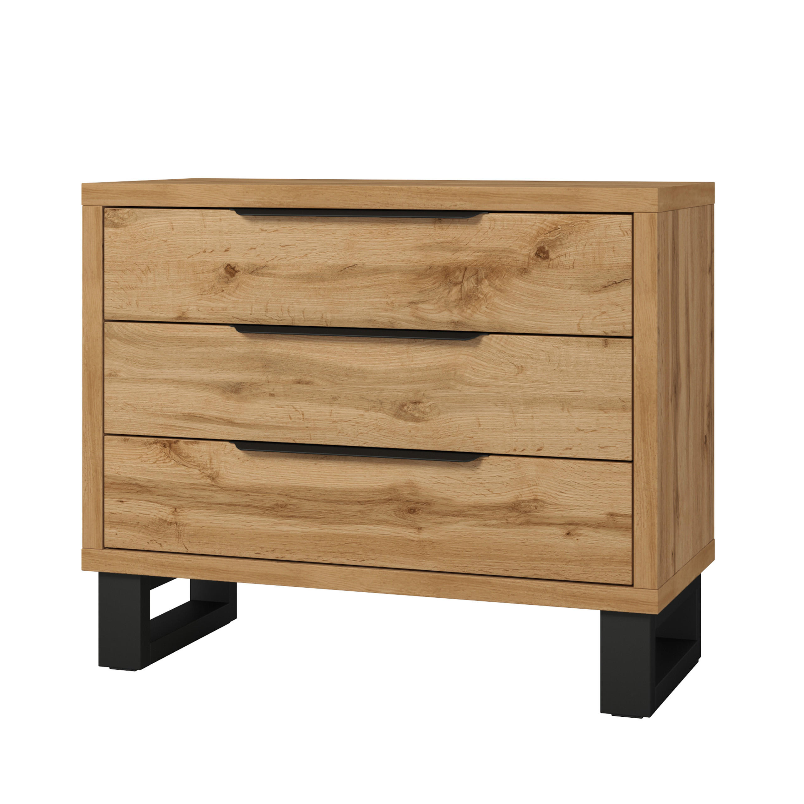 KOMMODE HALLETTA 99/83/45 cm mit 3 Schubladen Eiche Wotan - Eiche Wotan, Holzwerkstoff (99/83/45cm) - MASSENO