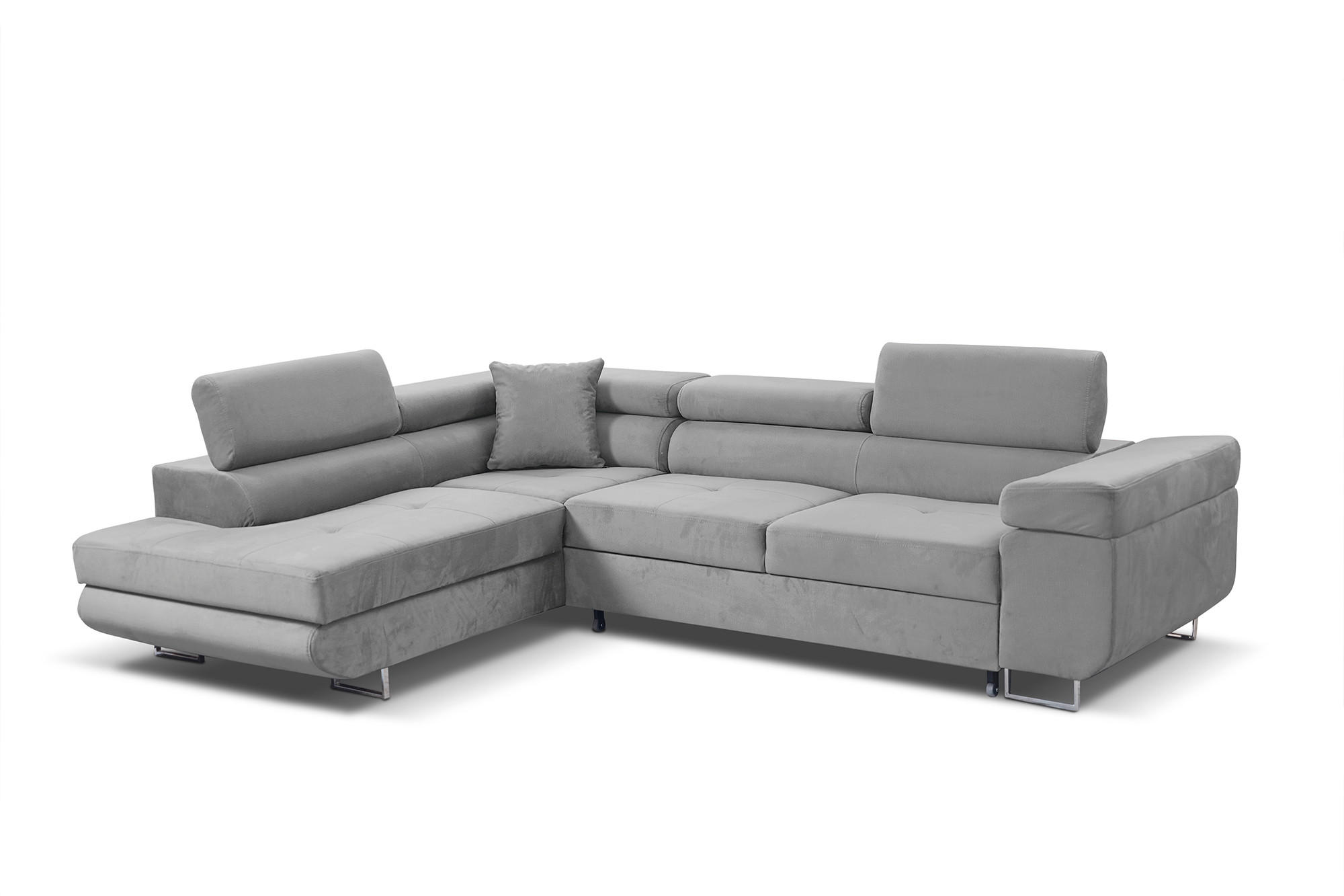 ECKSOFA Marlene III L-Form mit verstellbaren Kopfstützen Schlaffunktion Bettkasten 271 cm links hellgrau - Hellgrau, Kunststoff (271/202cm) - Margaret Hadas24