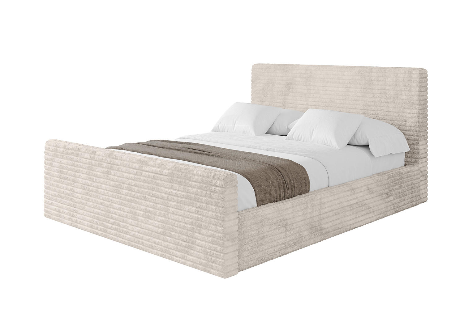 POLSTERBETT mit Bettkasten, Fußteil und Lattenrost, Boxbett ohne Matratze - ALOVA-Z 120x200 Creme - Creme, Holzwerkstoff/Textil (120/200cm) - ALTDECOR