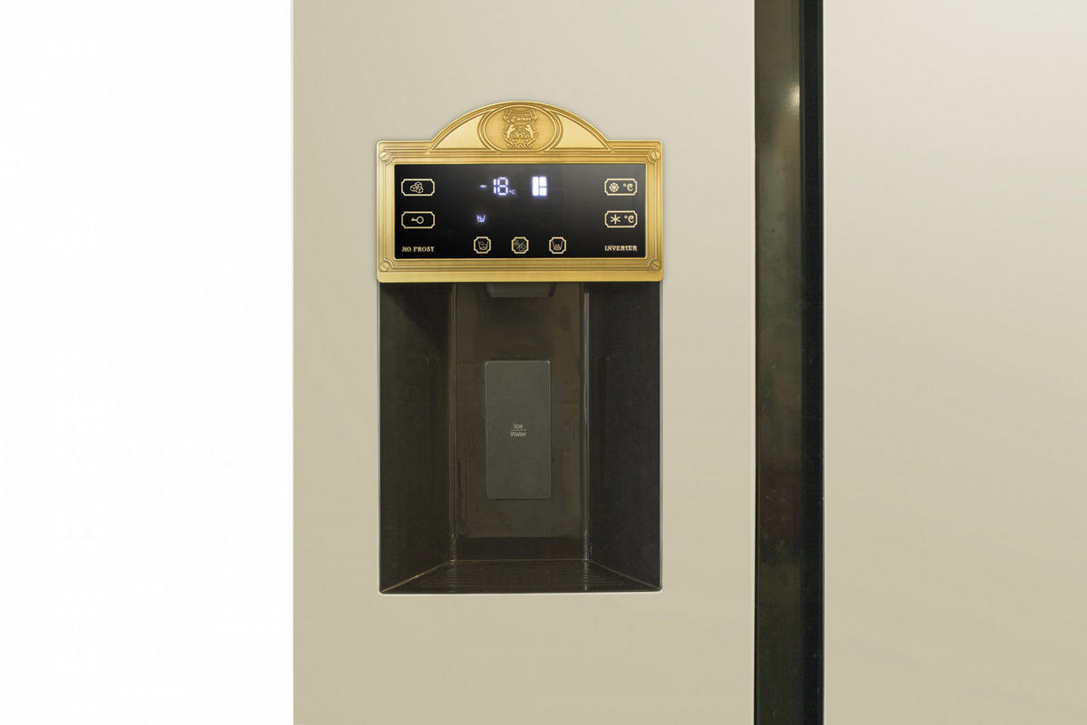 KÜHLSCHRANK KS 90300 ElfAD, Elfenbein, 91 cm breit, 538 L, NoFrost, 183 cm - Edelstahlfarben, Metall (91.1/183/69.3cm) - Kaiser Küchengeräte