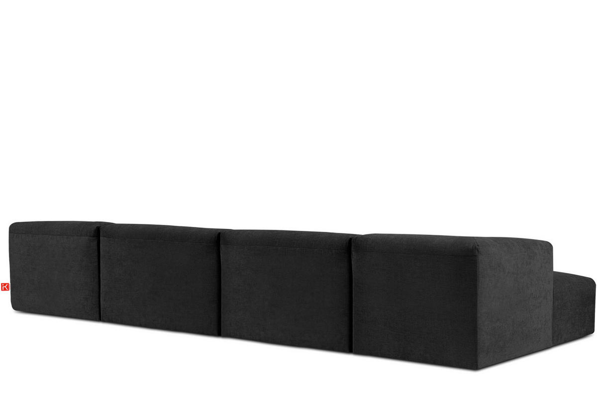 PANORAMA-ECKSOFA BUFFO 7/8 Sitzer mit extrem weicher Sitzfläche, Gewebestoff, graphit - Graphitfarben, Textil (424/73/180cm) - KONSIMO®