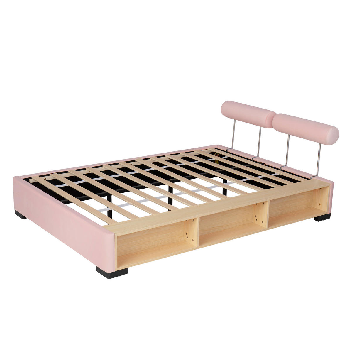 POLSTERBETT 140/200 cm DE-32711 mit LED-Seitenregal Rosa - Pink, Holzwerkstoff (140/200cm) - ComfortXL