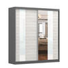 SCHWEBETÜRENSCHRANK Multi 32 Grau Kathult/Weiß, mit LED Beleuchtung 203 cm - Alufarben/Weiß, Glas/Holzwerkstoff (203/218/61cm) - imoebel24