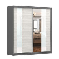 SCHWEBETÜRENSCHRANK Multi 32 Grau Kathult/Weiß, mit LED Beleuchtung 203 cm - Alufarben/Weiß, Glas/Holzwerkstoff (203/218/61cm) - imoebel24