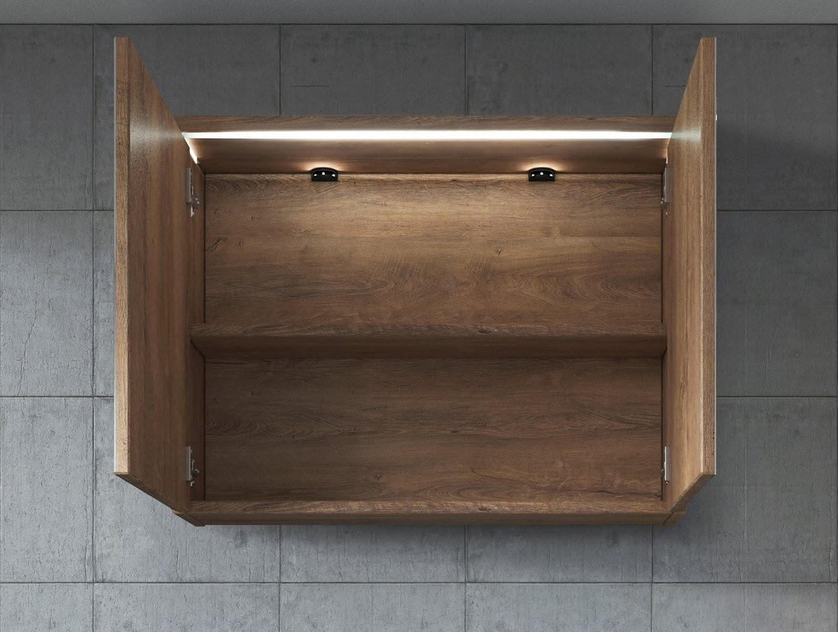 SPIEGELSCHRANK Paso Braun Eiche - 80 x 20 x 60 cm - Eichefarben/Braun, Holz (80/60/20cm) - Badplaats
