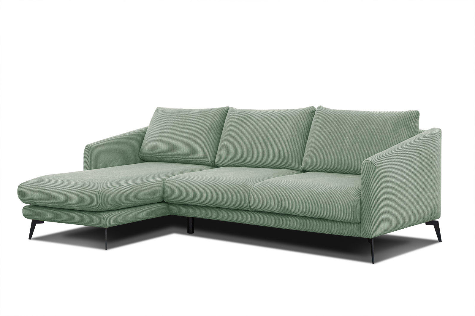 ECKSOFA VILT 4-Sitzer, mintgrün - Schwarz/Mintgrün, Holzwerkstoff/Textil (156/255cm) - Courtois Laville