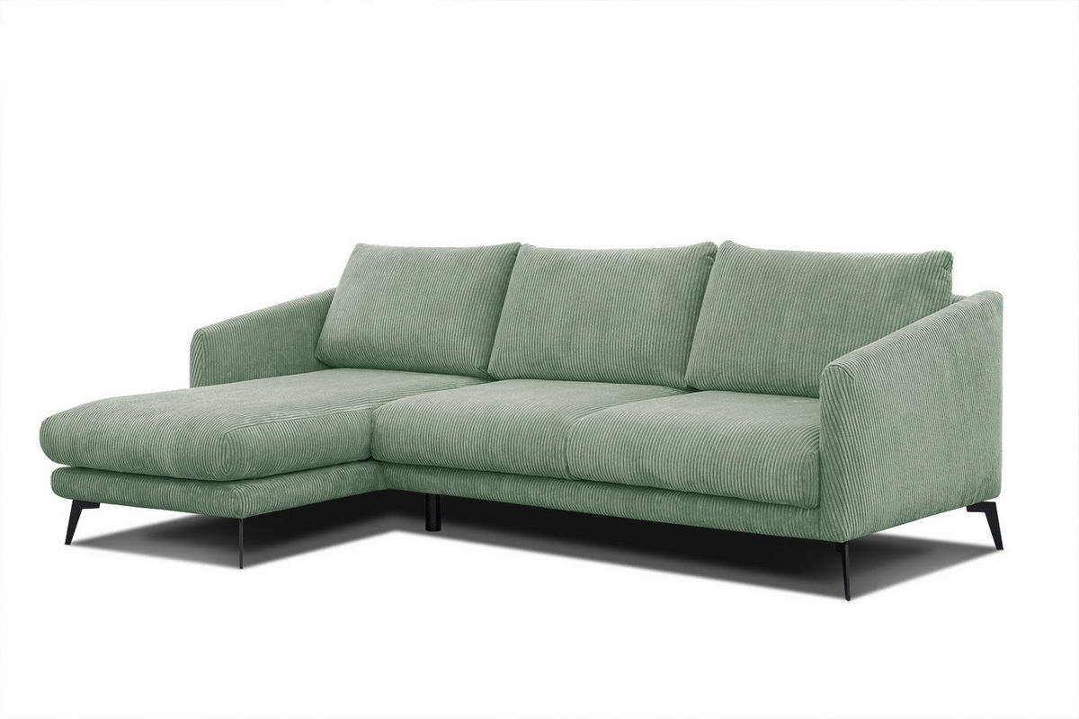 ECKSOFA VILT 4-Sitzer, mintgrün - Schwarz/Mintgrün, Holzwerkstoff/Textil (156/255cm) - Courtois Laville