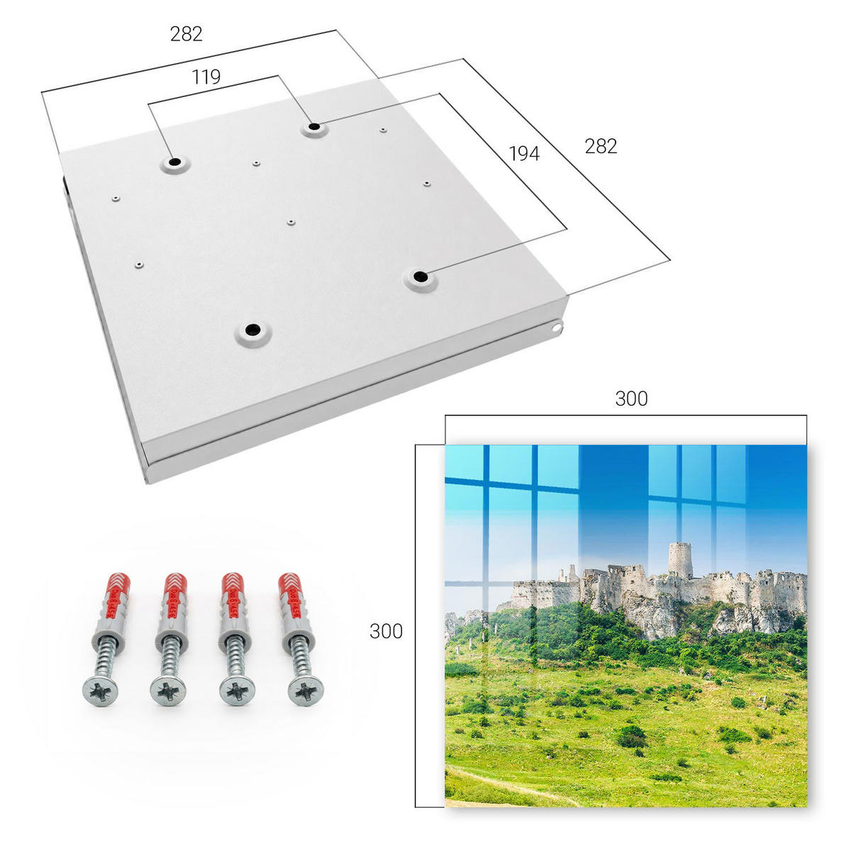 SCHLÜSSELBOX Weiß 30x30 cm – Türöffnung nach rechts - Steinburg - Blau, Metall (30/30/5cm) - TULUP