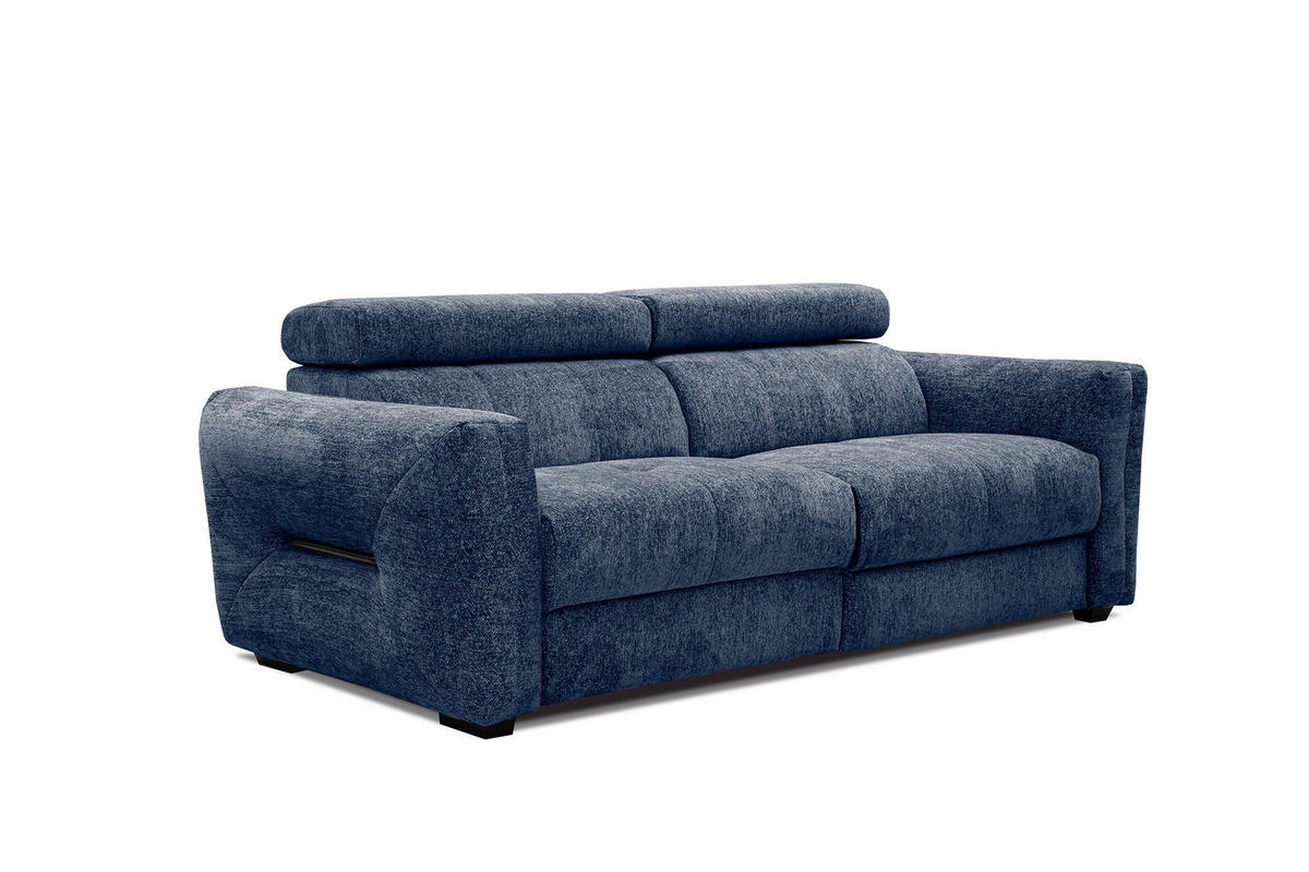 SOFA CALVERA 3-Sitzer mit 1 Relaxfunktion, dunkelblau - Dunkelblau, Holzwerkstoff/Textil (204/79/106cm) - Courtois Laville