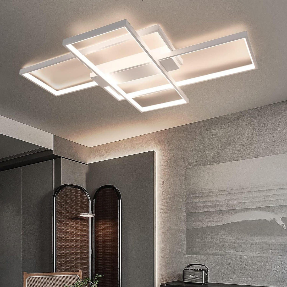 LED-DECKENLEUCHTE Caroline 100/70/8 cm - Weiß, Metall (100/70/8cm) - Nettlife