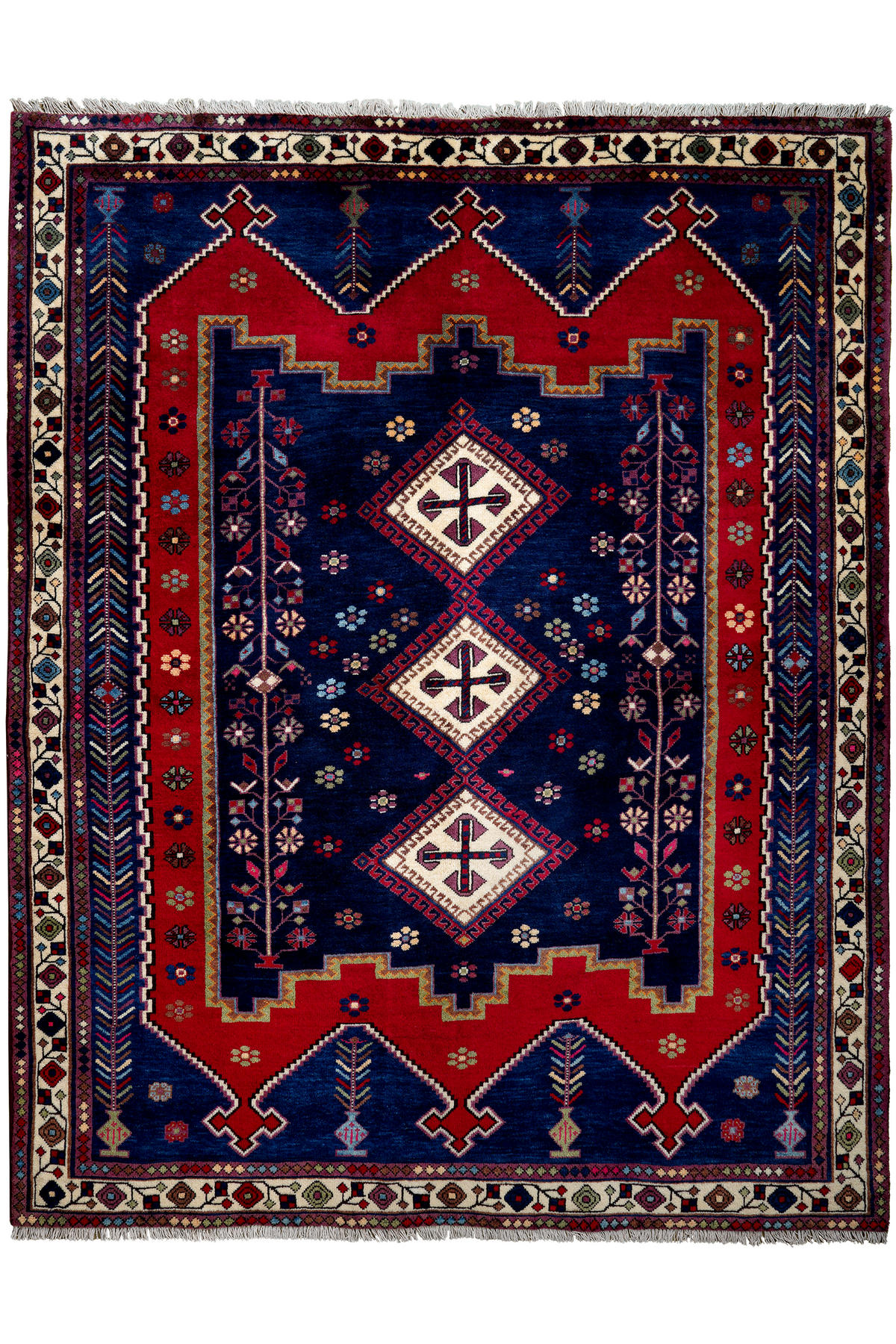 TEPPICH Afshar Blau 210/165 cm Schurwolle - Blau, Textil (165/210cm) - Looma