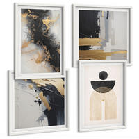 BILDER SET 4er Set - 50x50 cm & 40x60 cm Weißer Rahmen - Abstrakte Geometrie-Komposition - Weiß, Kunststoff (50/50cm) - TULUP