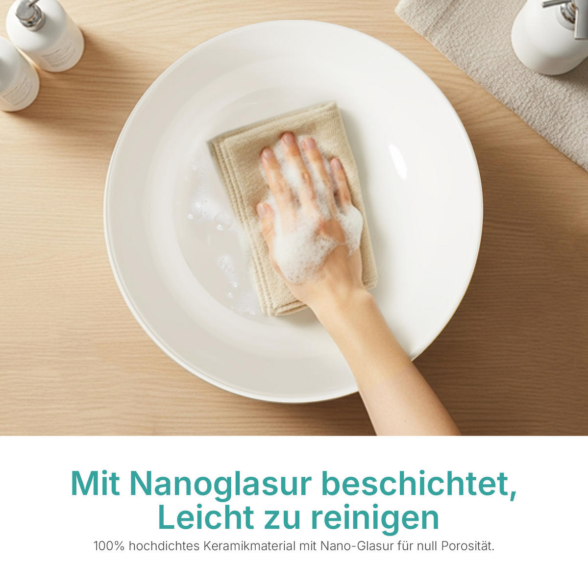 WASCHBECKEN Keramik Weiß Glänzend Ø41,5 / 15,5 cm - Weiß, Keramik (41.5/15.5/41.5cm) - EMKE