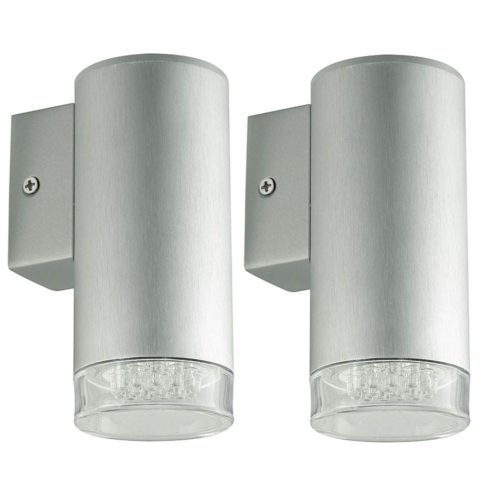 LED WANDLEUCHTE Aluminium Silber 2er Set - Silberfarben, Metall (6.5/15/9cm)
