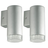 LED WANDLEUCHTE Aluminium Silber 2er Set - Silberfarben, Metall (6.5/15/9cm)