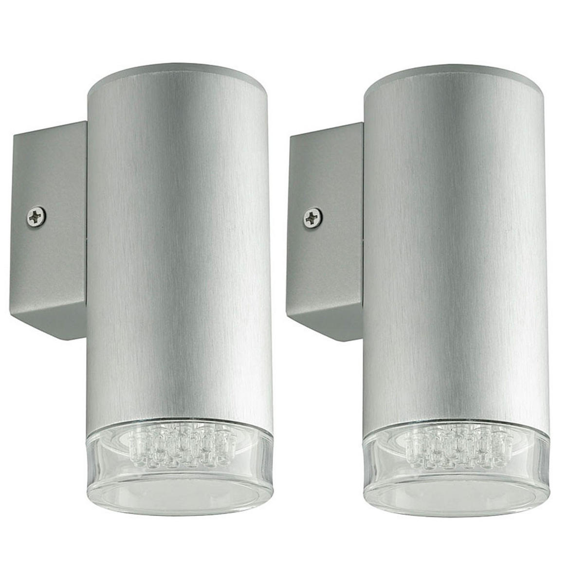 LED WANDLEUCHTE Aluminium Silber 2er Set - Silberfarben, Metall (6.5/15/9cm)