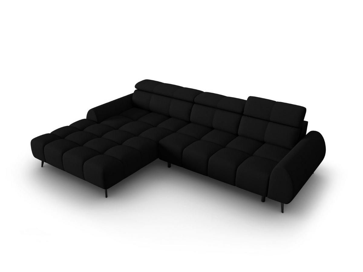ELEKTRISCHES-ECKSOFA links Alyse aus strukturiertem Stoff schwarz 5 Sitzplätze - Schwarz, Textil (188/295cm) - Micadoni