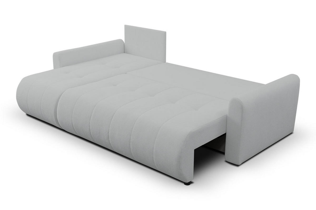 ECKSOFA Sprento Hellgrau, aus Boucle-Stoff, mit Schlaffunktion und Bettzeugfach - Hellgrau, Holzwerkstoff/Textil (230/149cm) - Bettso