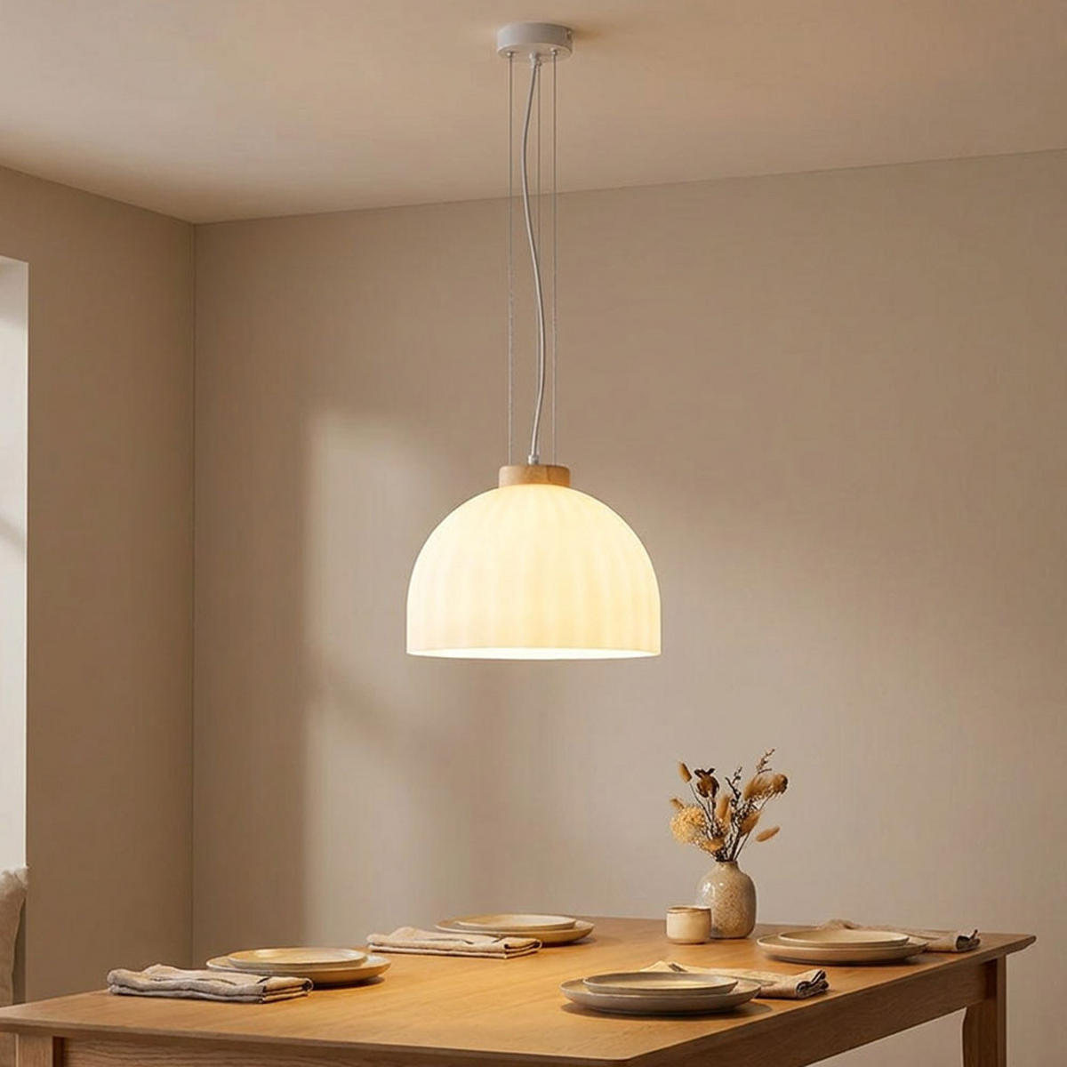 LED HÄNGELEUCHTE SWANSON METALL, GLAS WEISS, HÖHENVERSTELLBAR - Weiß, Holz (30/30/120cm) - Globo Lighting