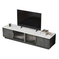 TV-LOWBOARD aus MDF 160x40x38,5 cm Grau mit 4 Push-to-Open-Schubladen und Kabelmanagement - Grau, Holzwerkstoff (160/38.5/40cm) - Modfu