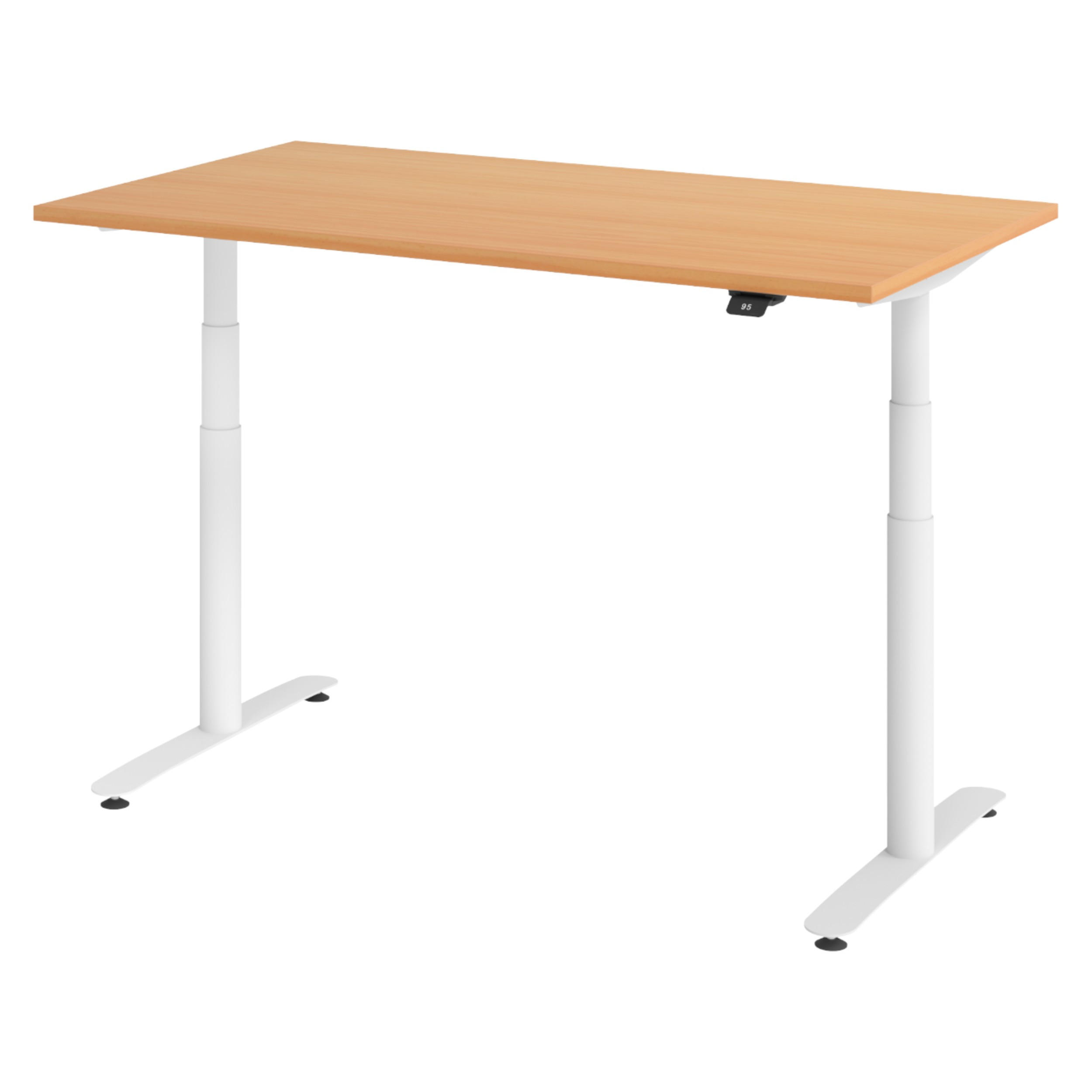 SCHREIBTISCH elektrisch Bluetooth & App XDLR 80/140/72 cm in Buchefarben/Weiß - Buchefarben/Weiß, Holzwerkstoff (80/140/72cm) - bümö