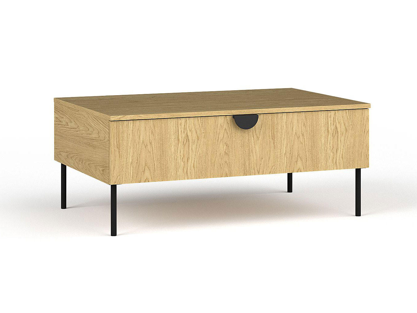 COUCHTISCH Mond Eiche Baltic 100 / 66 / 41cm - Eichefarben/Schwarz, Holz/Holzwerkstoff (66/100/41cm) - Feldmann-Wohnen