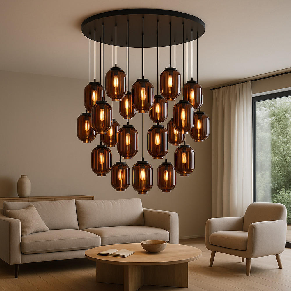 GALERIELEUCHTE Velo 20-flammig Rauch Ø 18cm - Anthrazit/Schwarz, Glas (18/18/33cm) - s.luce