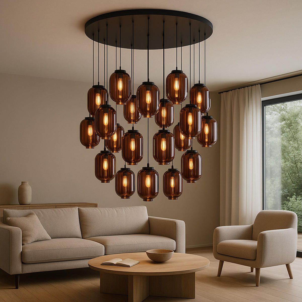 GALERIELEUCHTE Velo 20-flammig Braun Ø 18cm - Braun/Weiß, Glas (18/18/33cm) - s.luce