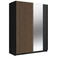 SCHWEBETÜRENSCHRANK Dalia schwarz - artisan eiche 150 / 63,5 / 198,5cm - Schwarz/Braun, Holz/Holzwerkstoff (150/199/64cm) - Feldmann-Wohnen