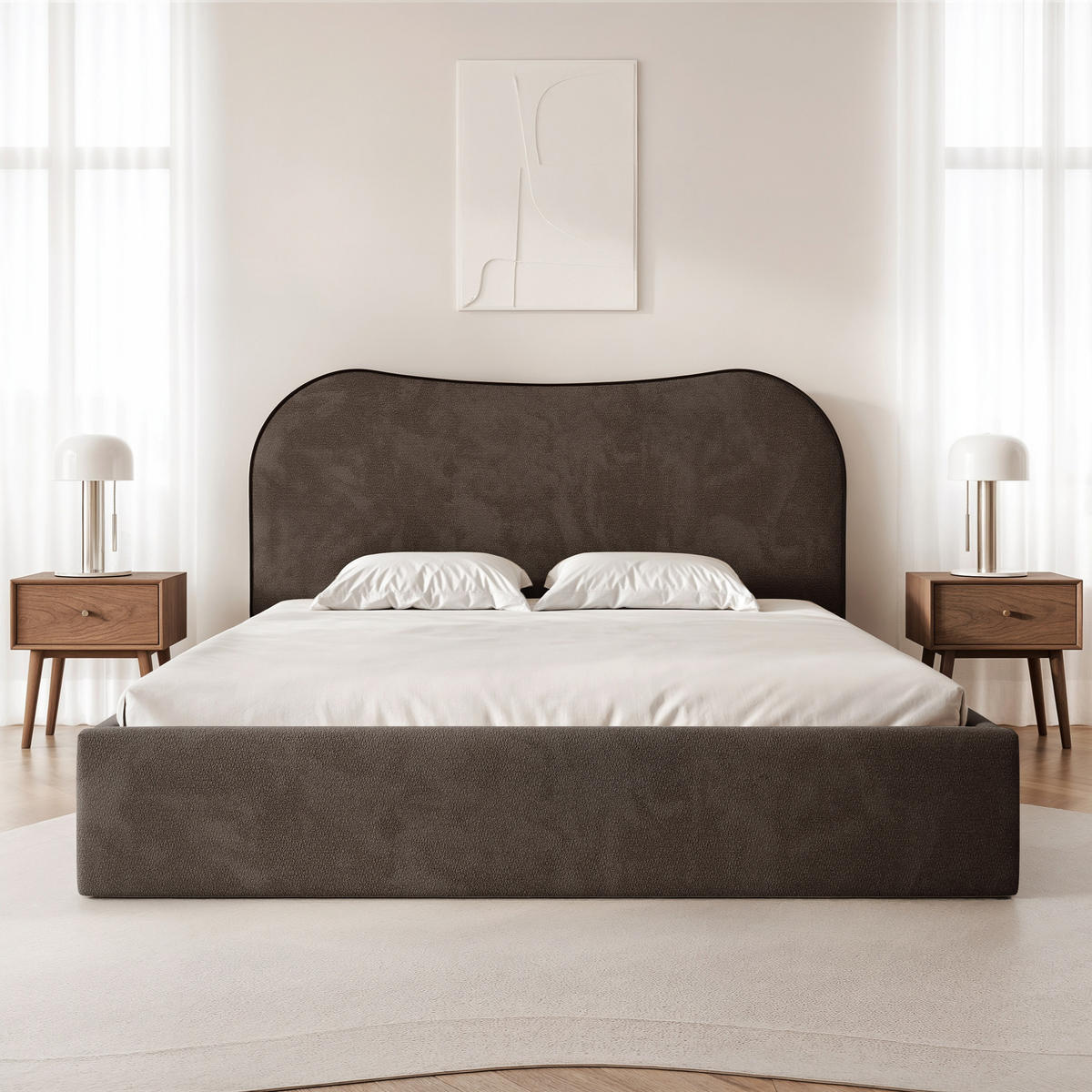 POLSTERBETT Rotello 180x200 cm Braun Chenille Stoff – (Bettkasten, Lattenrost) - Braun, Holz/Holzwerkstoff (180/200cm) - Ravio