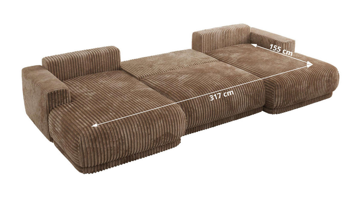 SEDACIA SÚPRAVA RINA U Hnedá Menčester - hnedá/čierna, textil/plast (360/85/170cm) - MKS