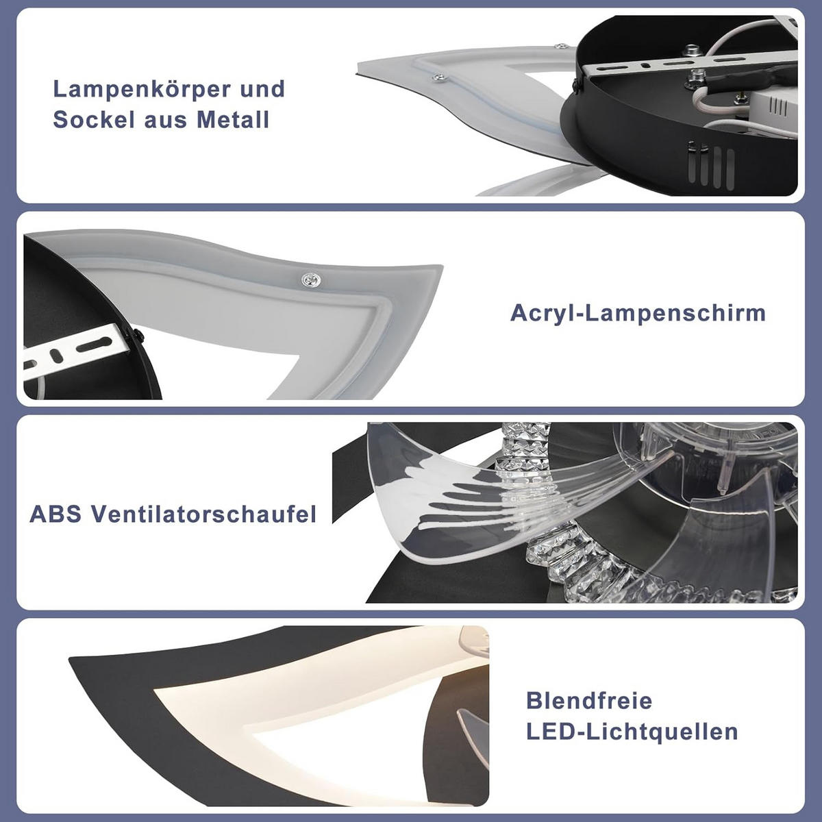 LED-DECKENLEUCHTE Frostal 62/62/14.5 cm - Schwarz, Metall (62/62/14.5cm) - ZMH
