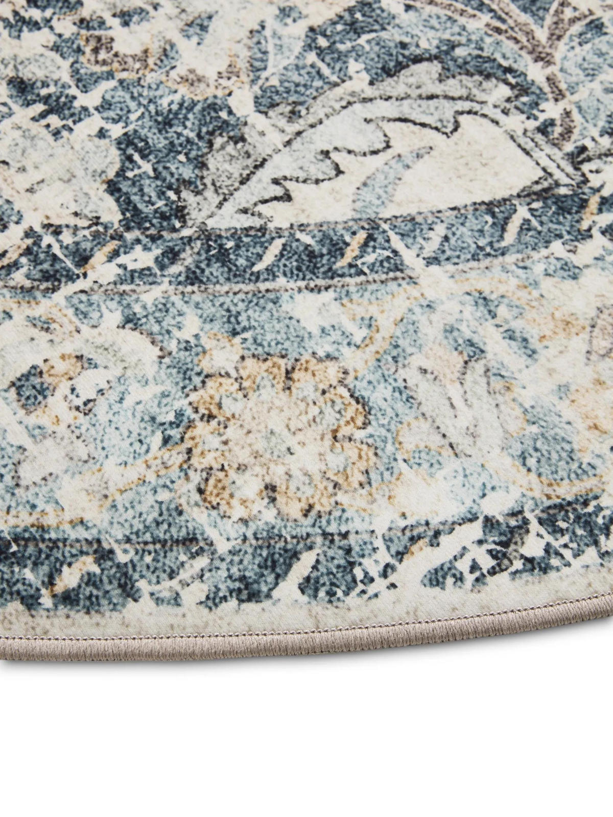 VINTAGE-TEPPICH George waschbar ø 120 cm rund - Blau, Kunststoff (120/120cm) - benuta