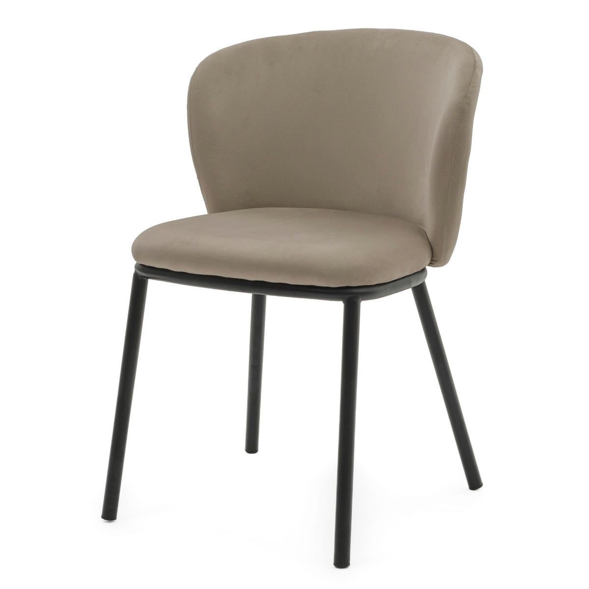 STUHL BARI gepolsterter mit Steppung - dunkelbeige - Samt Velour - Schwarz/Braun, Textil/Metall (54/81/57cm) - NEW HOME