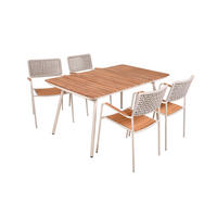 GARTEN-SITZGRUPPE Lotte 5-teilig Gartenmöbel-Set - Creme, Holz - DELUKE