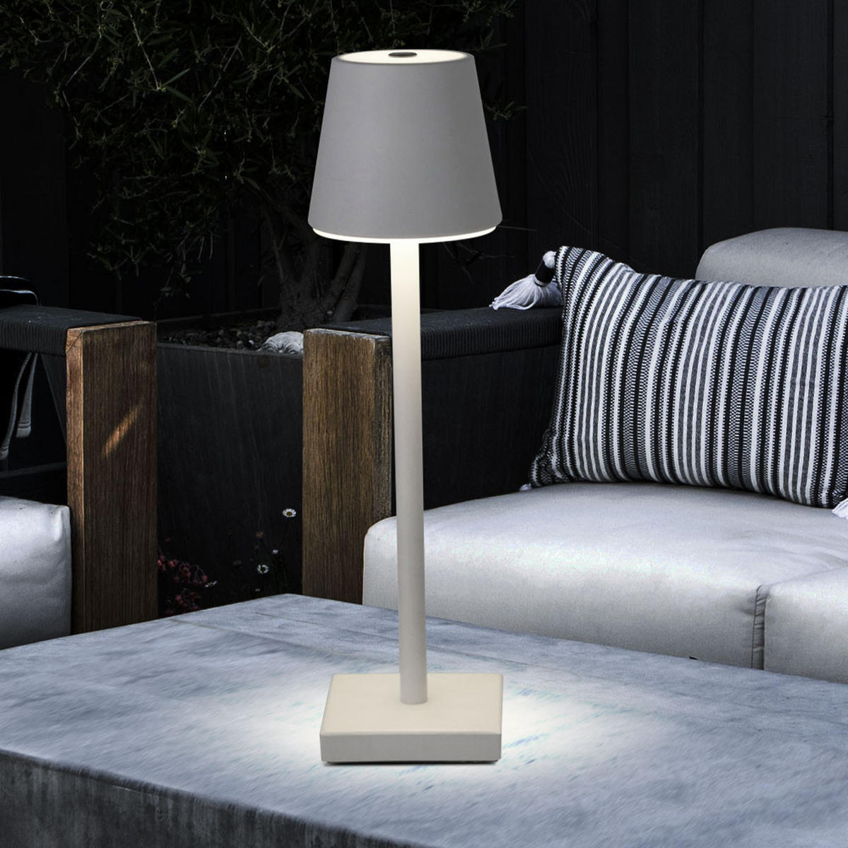 LED TISCHLEUCHTE Weiß Touchdimmer Spritzwassergeschützt - Weiß, Metall (12/12/38cm)