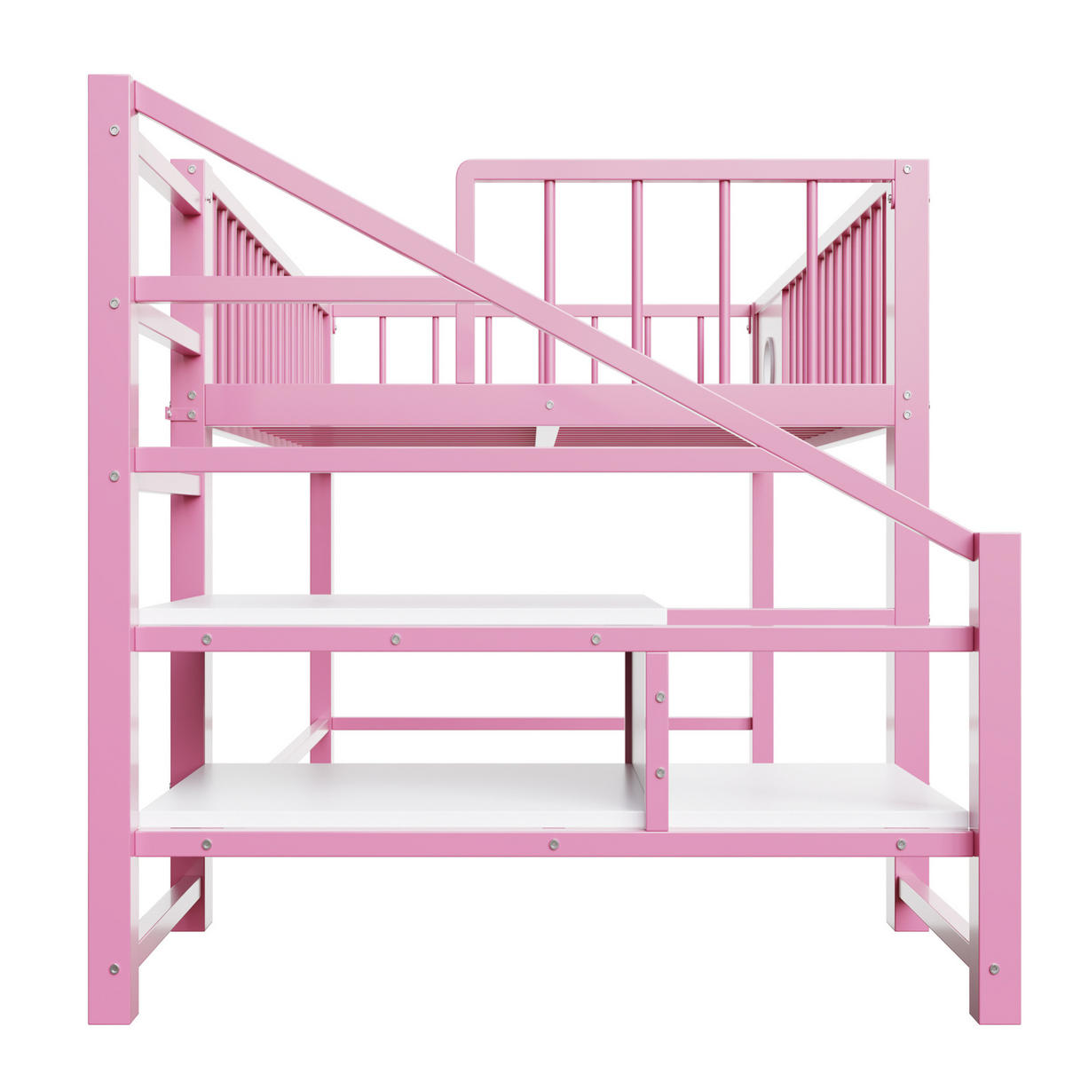 HOCHBETT 90/200 cm aus Metall mit Stauraumleiter, Rosa - Pink, Metall (90/200cm) - OKMYHOME