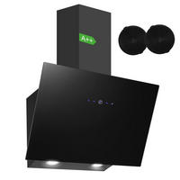 DUNSTABZUGSHAUBE Schwarz mit Aktivkohlefilter, Filter, Umluftfunktion - Schwarz, Metall (42.51/48.51/62cm) - Korfee