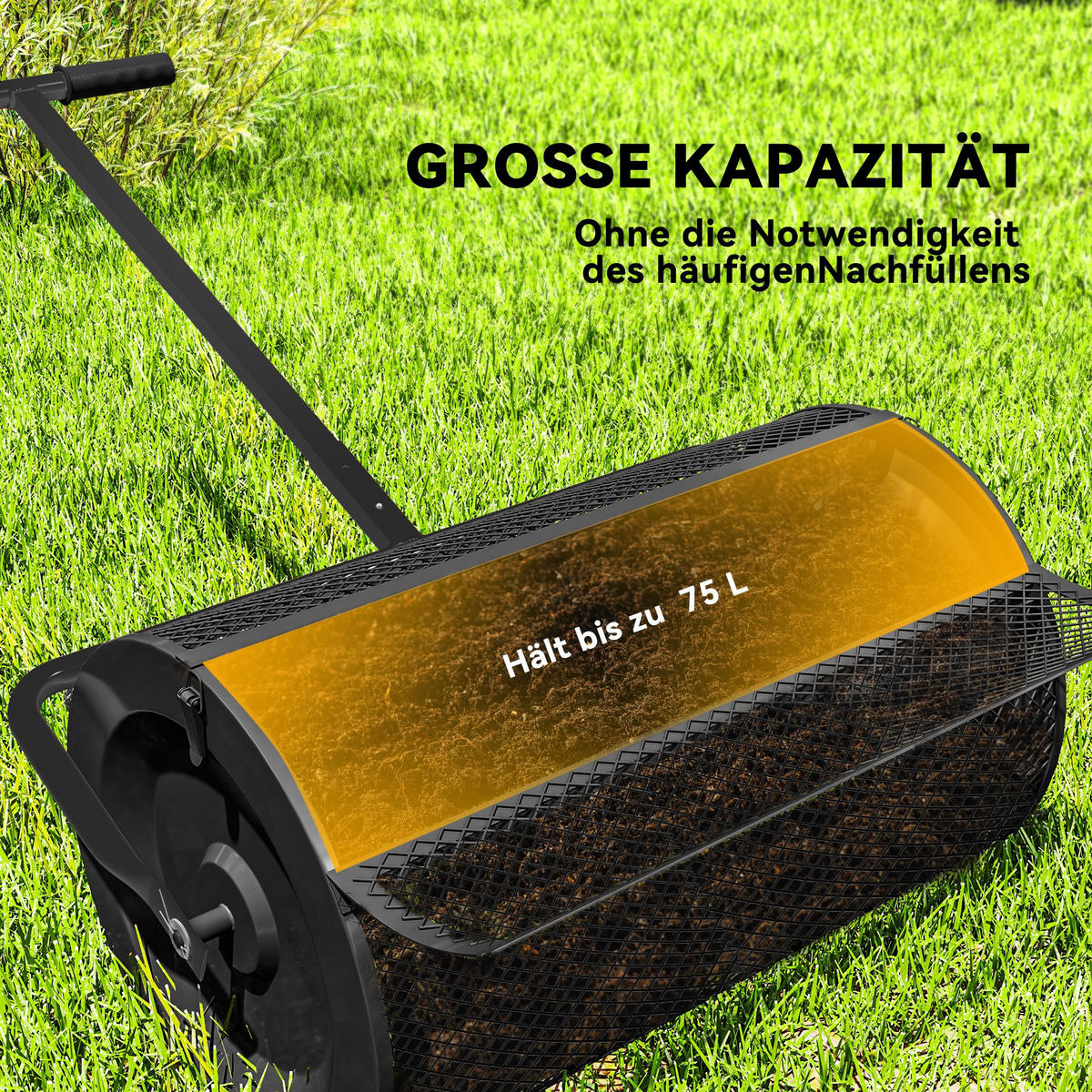 KOMPOSTSTREUER DE-10043 Schwarz - Schwarz, Metall (40/112/70cm) - ComfortXL
