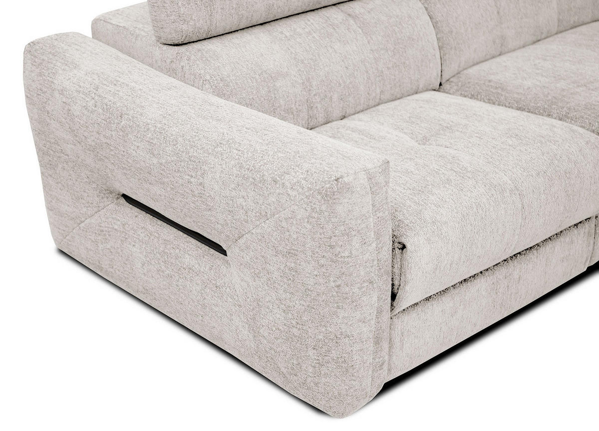 SOFA CALVERA 3-Sitzer mit 2 Relaxfunktionen, weiß - Weiß, Holzwerkstoff/Textil (204/79/106cm) - Courtois Laville