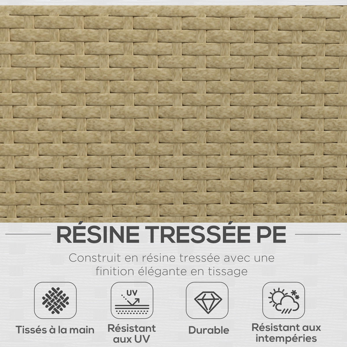 GARTENLOUNGE DE-13588 5‑sitzig mit Glastisch, abnehmbaren Bezügen Beige - Beige, Kunststoff/Metall - ComfortXL