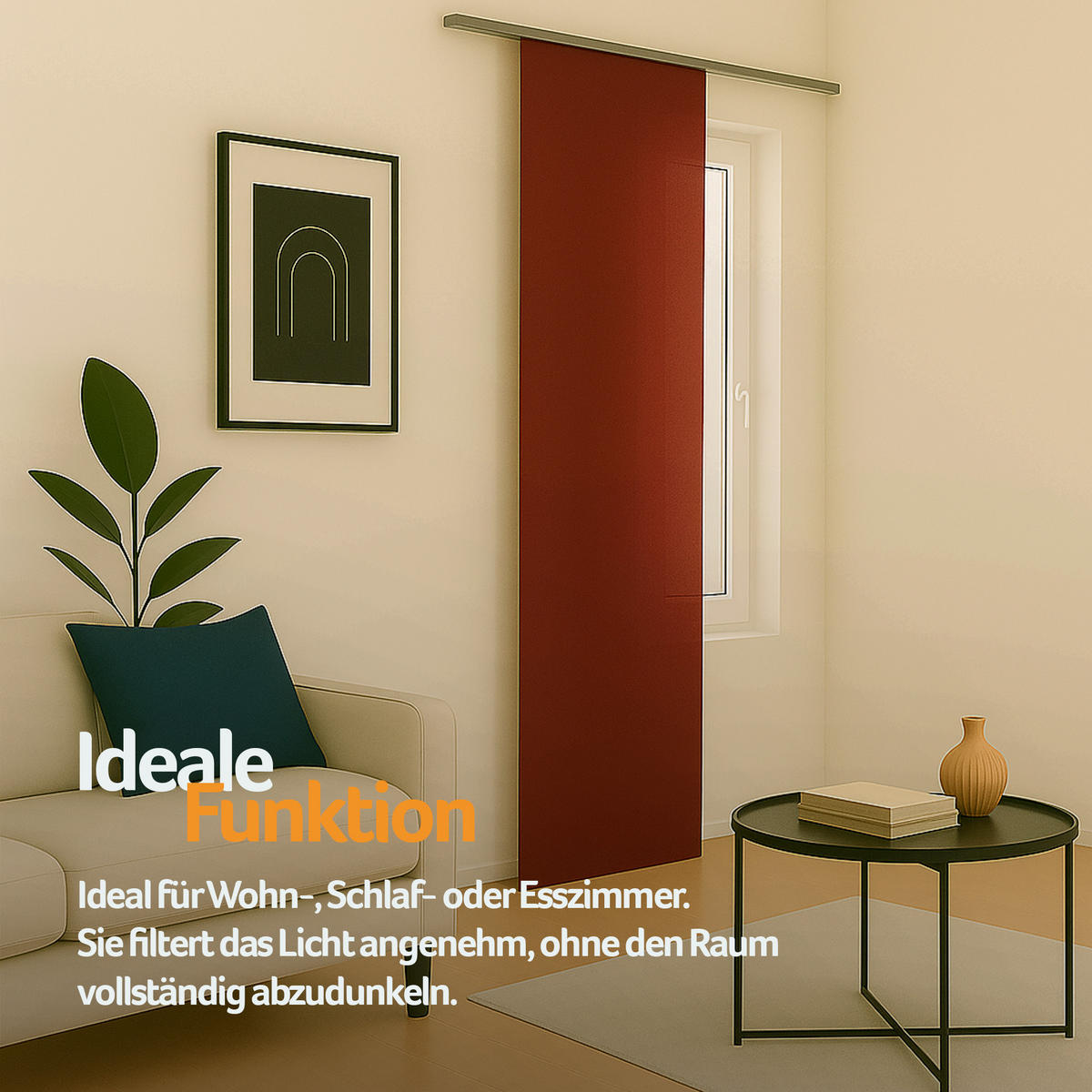FLÄCHENVORHANG blickdicht 60x245 cm Rot mit Technik - Rot, Textil (60/245cm)