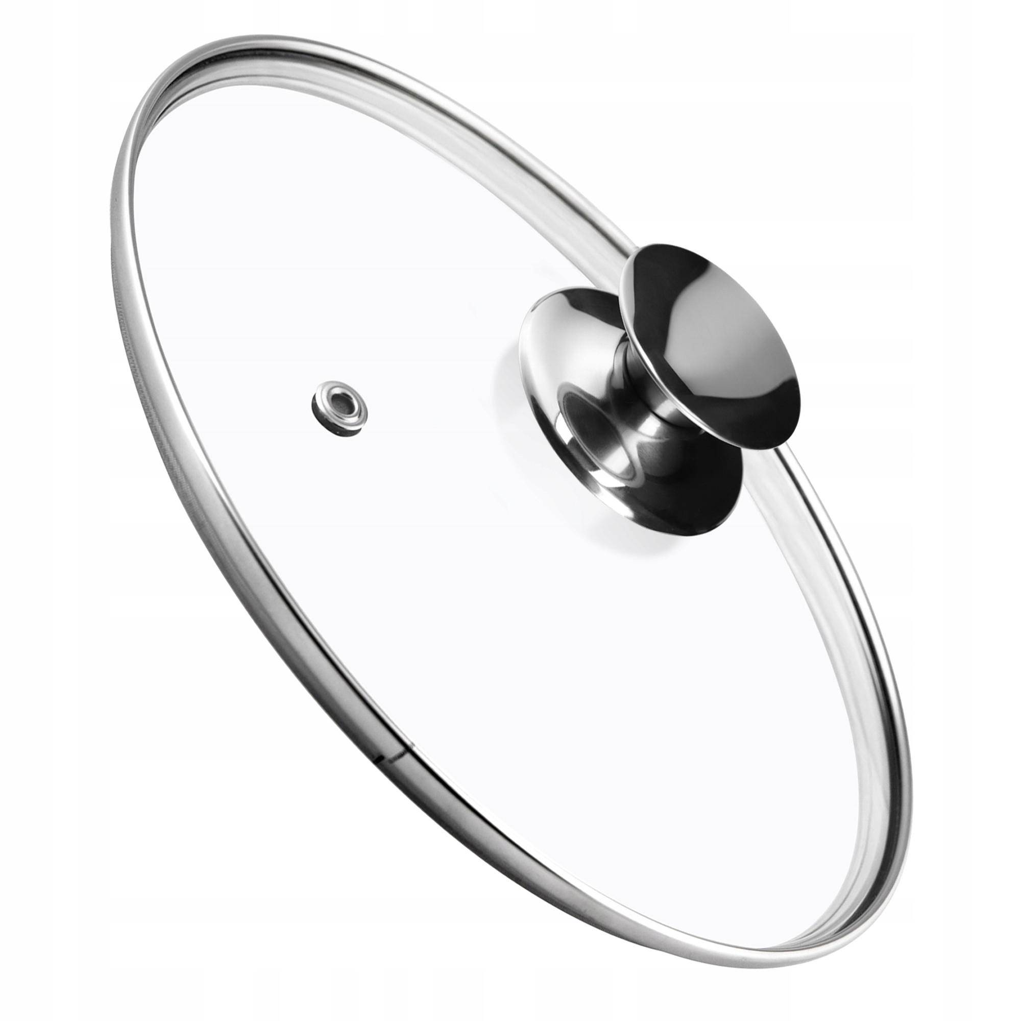 DECKEL mit silbernem Griff, 28 cm - Transparent, Glas/Metall (28cm) - KADAX